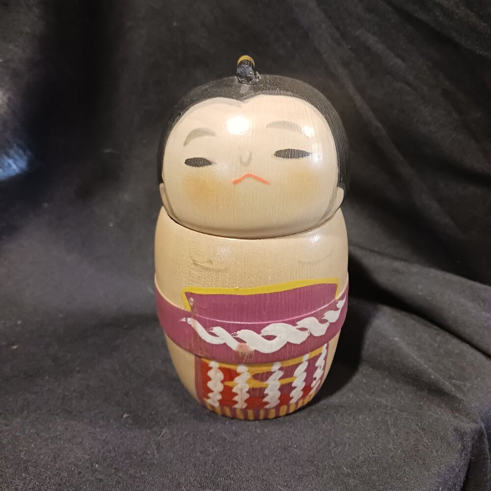Shirokiya Sumo Wrestler Wooden Bank Doll